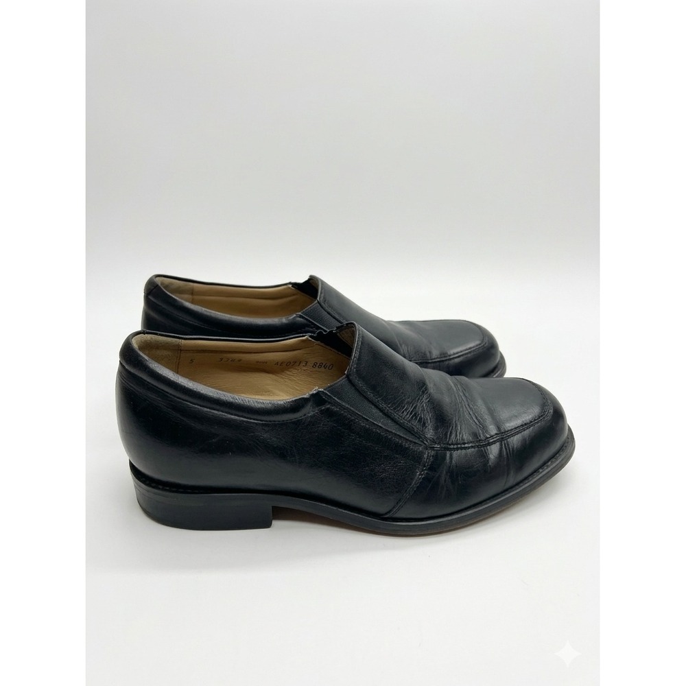 VTG Hitchcock Loafers Mens 8.5 6E Black Good Leather Slip On Apron Toe 3385